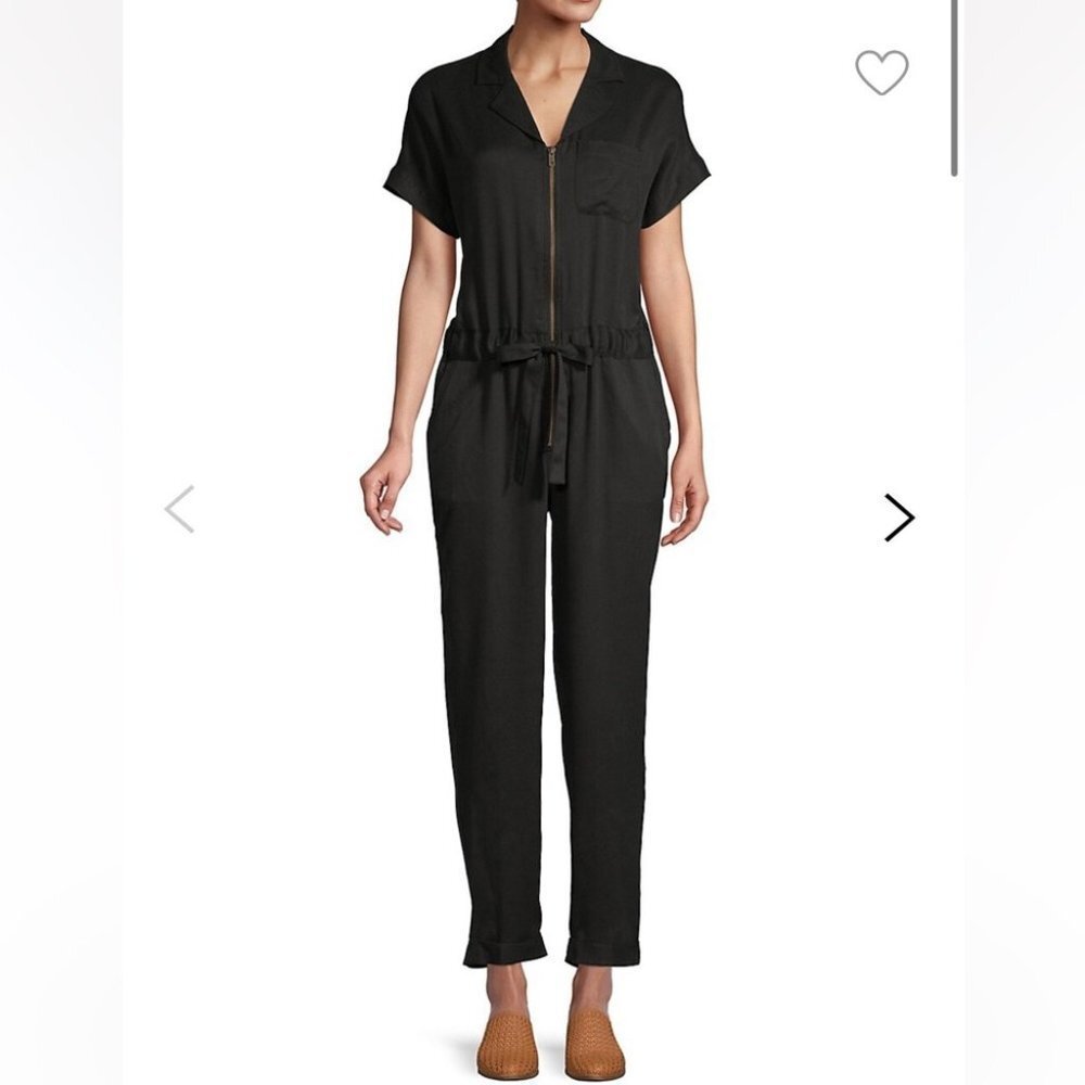 Lord & Taylor Short Sleeve Zip-Front Jumpsuit